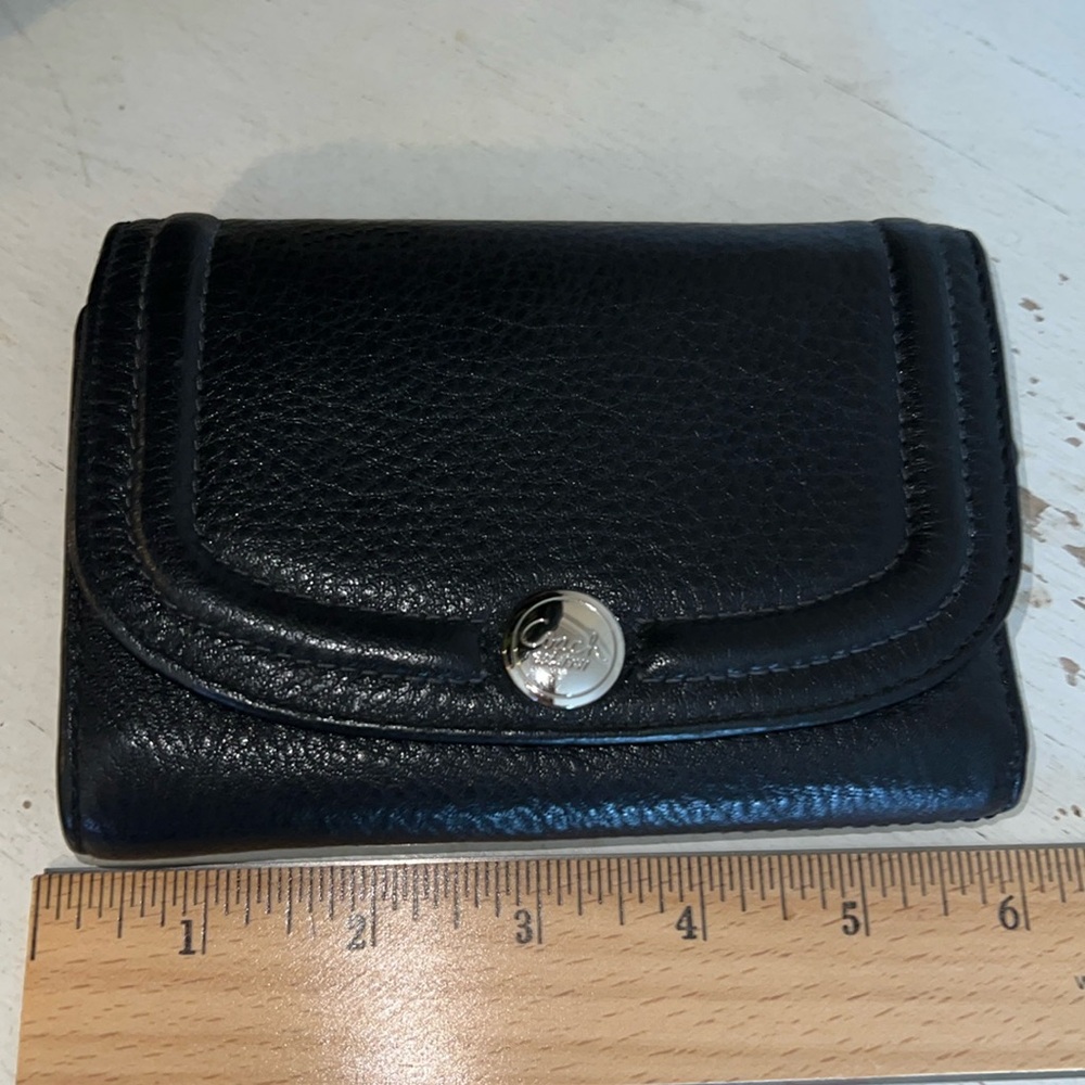 Coach black leather trifold wallet